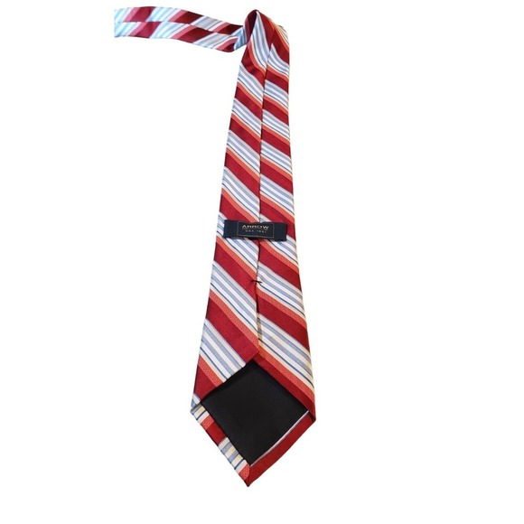 Arrow Mens Necktie Tie Red White Blue Striped Silk Neck Tie Career - Picture 4 of 11